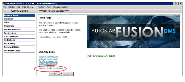Log into Fusion, AutoStar visual