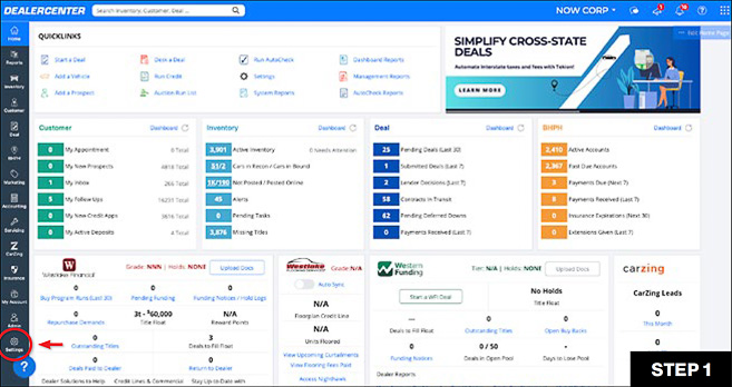 DealerCenter Admin visual