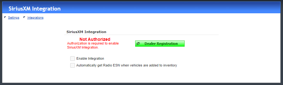 SiriusXM Integration Setting visual